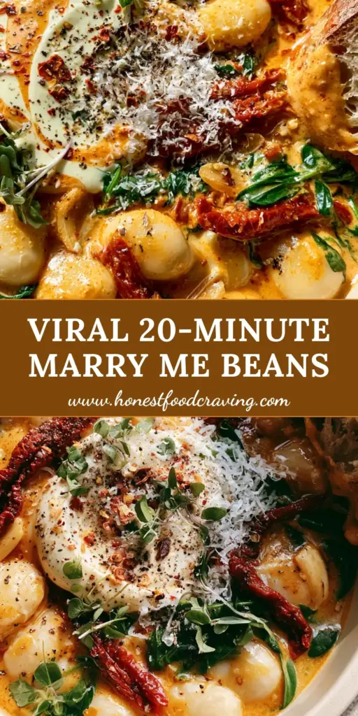 Tuscan Marry Me Butter Beans with Sun-Dried Tomatoes and Spinach 4 A top-down photo of Tuscan Marry Me Butter Beans in a cream skillet with sourdough bread. (tuscan marry me butter beans)