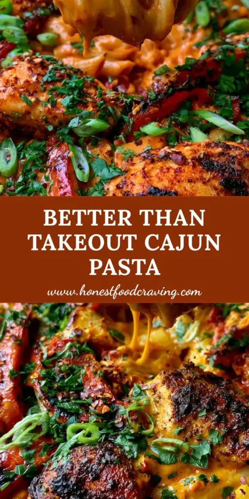 Cajun Linguine with Blackened Chicken and High-Gloss Cream Sauce 3 A swirling lift of Cajun Linguine with a silver fork, showing the thick orange-red glossy cream sauce and blackened chicken chunks. (Cajun Linguine)
