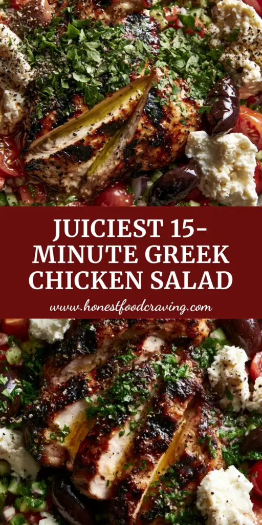 Mediterranean Grilled Chicken Salad with Lemon-Oregano Vinaigrette 4 A vibrant macro top-down view of a Mediterranean grilled chicken salad in a matte stoneware bowl, showing charred chicken slices and rustic feta. (Mediterranean grilled chicken salad)