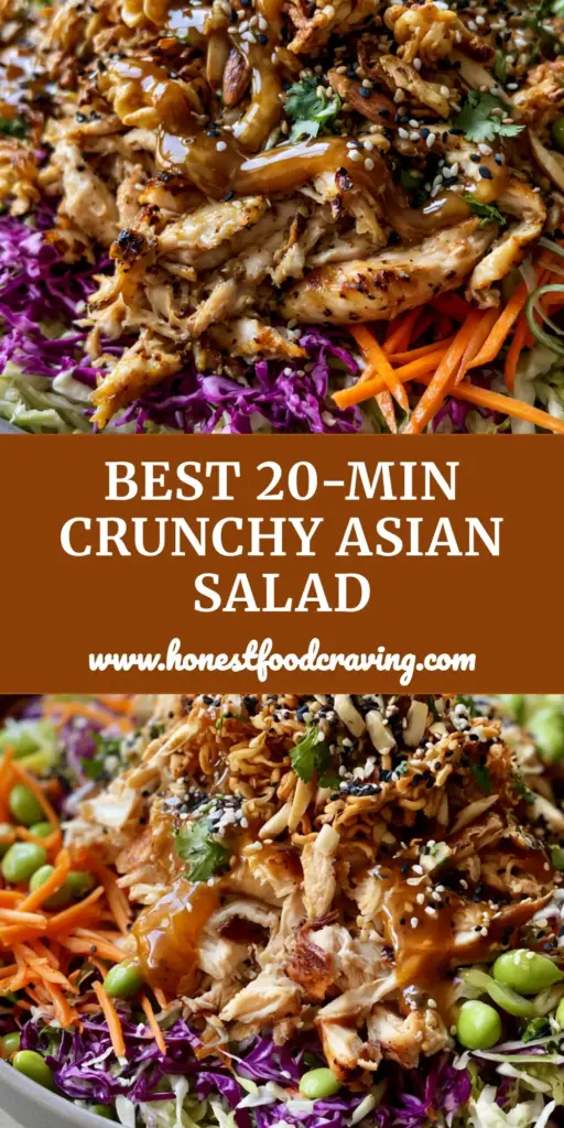 A handheld smartphone photo of a Crunchy Asian chicken salad in a matte grey bowl featuring purple cabbage, seared chicken, and toasted ramen.