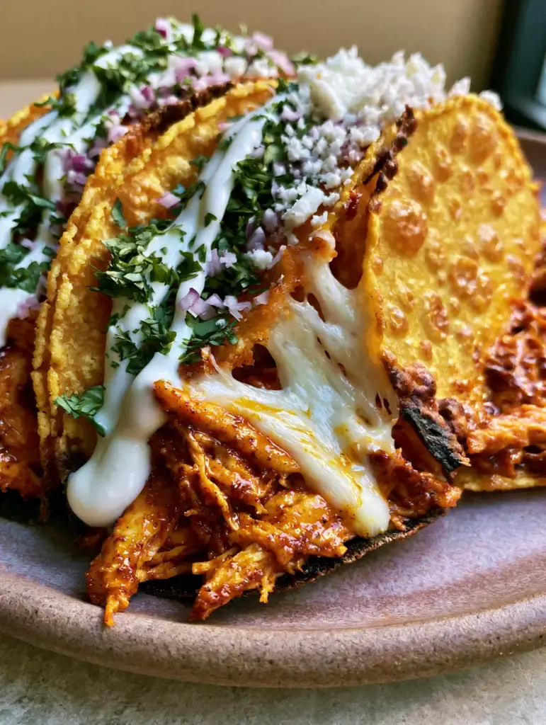 Air Fryer Tacos: The Ultimate Guide to Crispy, Blistered Perfection 2 Extreme close-up of air fryer tacos showing toasted edges and a gooey Monterey Jack cheese stretch.