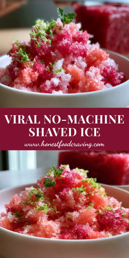 A minimalist matte white bowl filled with a mound of vibrant magenta watermelon shaved ice, topped with lime zest and mint. (watermelon shaved ice)