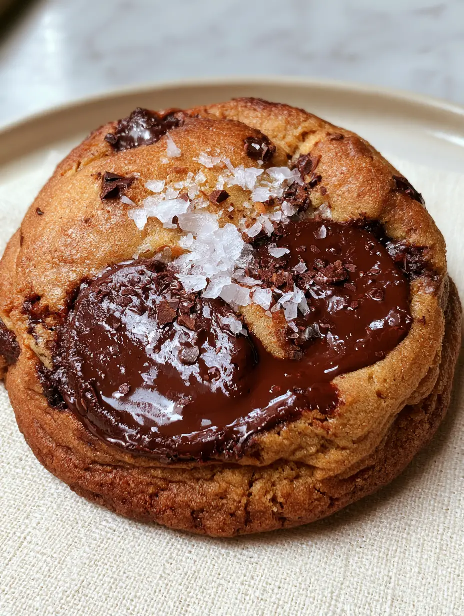 Detailed shot of melted Valrhona chocolate pools on a golden cookie surface. (chocolate chip cookies kitchen art print)