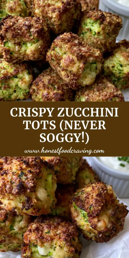 Zucchini Tots: The Ultimate Crispy Baked Parmesan Appetizer 4 A stack of golden-brown zucchini tots on white parchment paper next to ranch dressing. (zucchini tots)