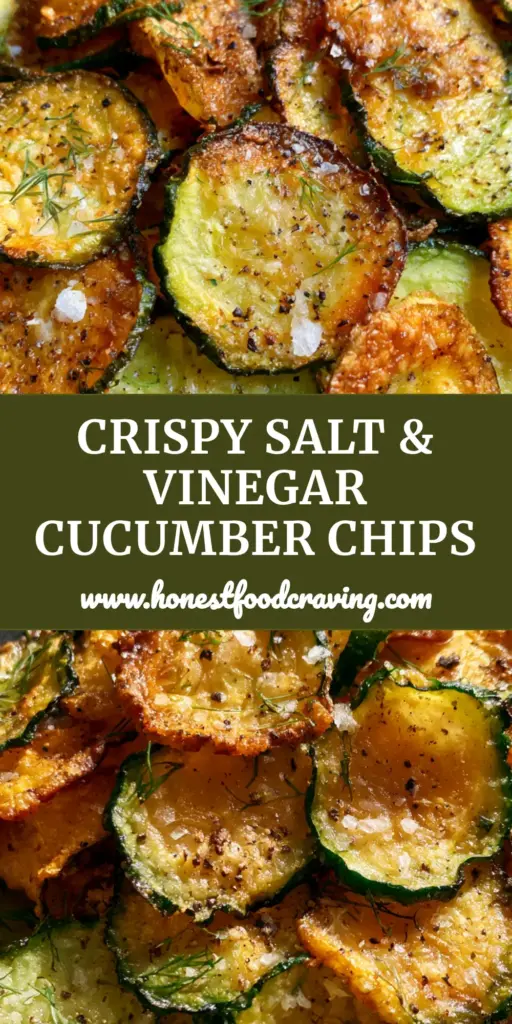 A high-angle shot of oven baked cucumber chips piled high in a charcoal bowl, garnished with dill and Maldon salt flakes.
