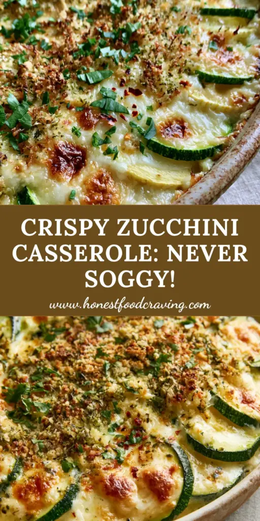 A rustic ceramic dish of Baked zucchini and cheese casserole with bubbly mozzarella and a crispy herb crust.