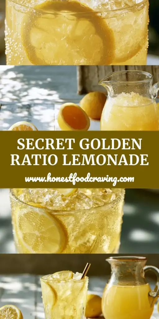 Classic Lemonade: The Ultimate Fresh-Squeezed Summer Refreshment 4 A refreshing glass of Classic Lemonade with ultra-thin lemon slices, crystalline ice cubes, and a gold metal straw on a rustic table.