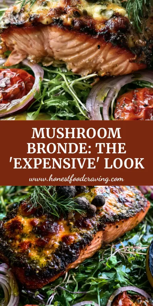 A gourmet Salmon Harvest Bowl with a charred Boursin crust, styled to reflect the multi-tonal beauty of bronde hairstyles.