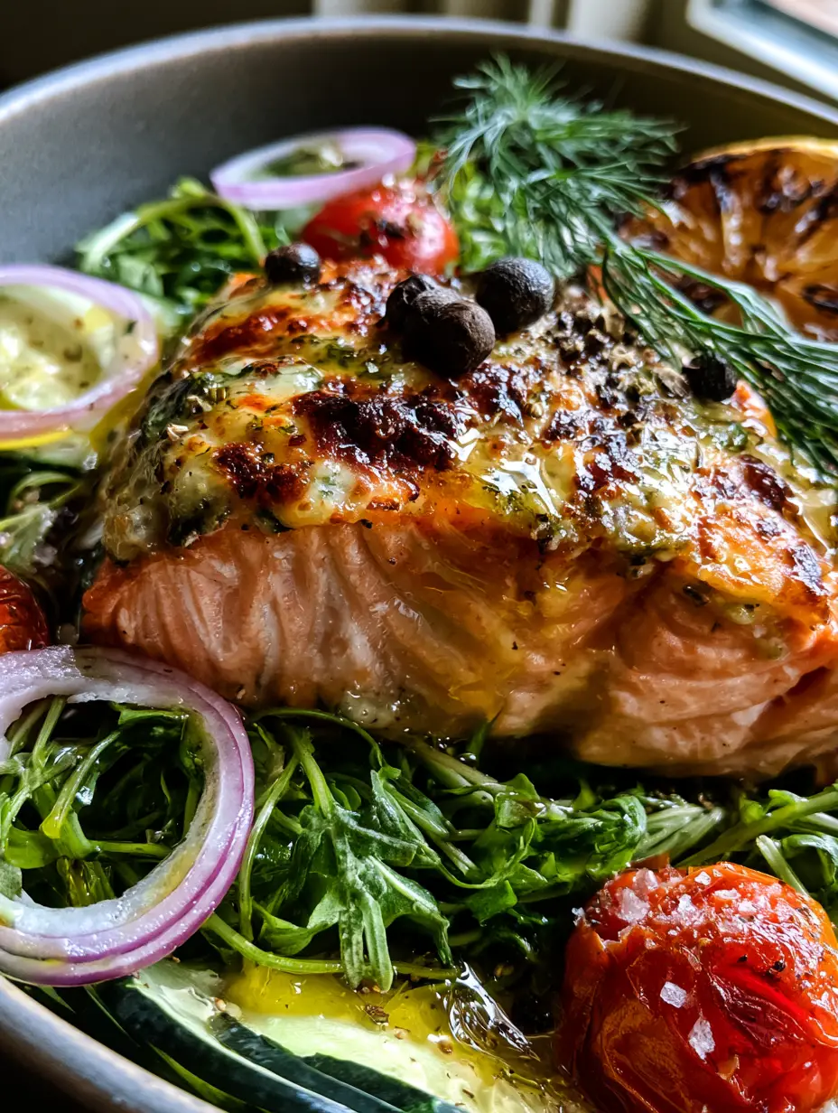Close-up of flaky salmon with a bubbly charred cheese crust and blistered tomatoes. (bronde hairstyles)